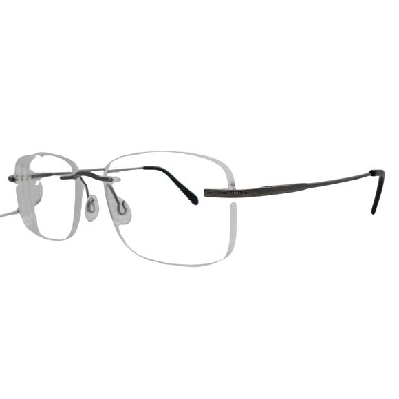 Van Heusen H155 Gun Rimless 54-19-145mm Eyeglasses FRAMES ONLY - GOOD - READ - Picture 1 of 13